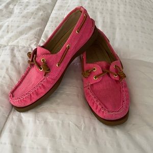SPERRY x JCREW hot pink canvas boat shoes